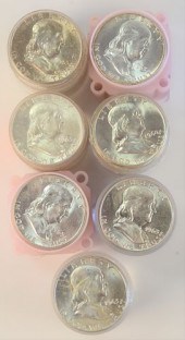 SEVEN ROLLS OF FRANKLIN SILVER