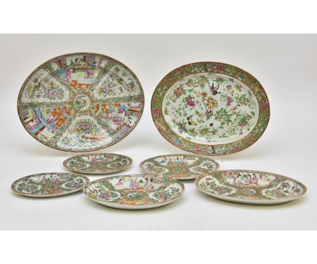 Seven Rose Medallion oval platters,