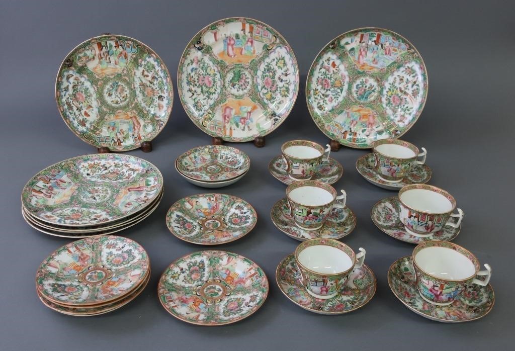 Seven Rose Medallion plates,