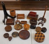 SEVEN ROUND COVERED WOOD BOXES