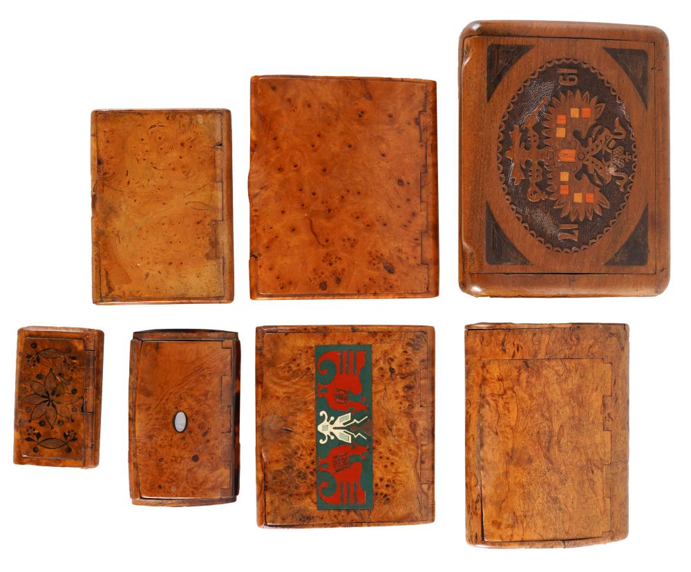 SEVEN RUSSIAN TREEN BOXEScomprising