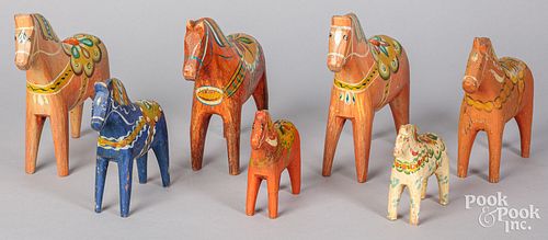 SEVEN SCANDINAVIAN CARVED AND