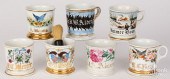 SEVEN SHAVING MUGS, CA. 1900Se