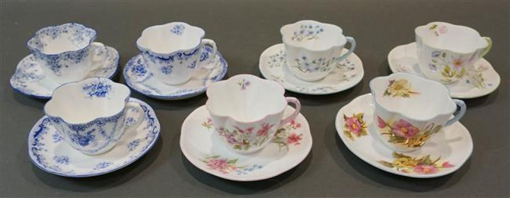 SEVEN SHELLEY PORCELAIN TEA CUPS