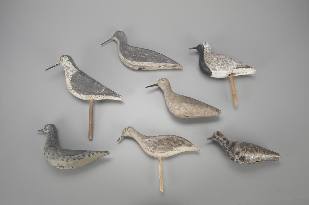 SEVEN SHOREBIRD DECOYSSeven old