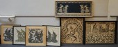 SEVEN SIAMESE RUBBINGS, FRAMED