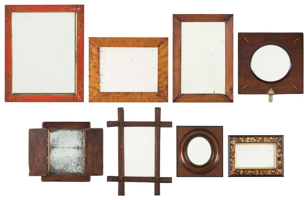 SEVEN SMALL ASSORTED MIRRORS 19TH