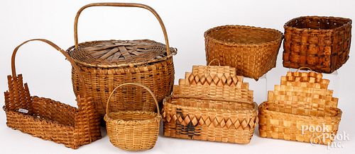 SEVEN SPLINT BASKETS, 19TH
