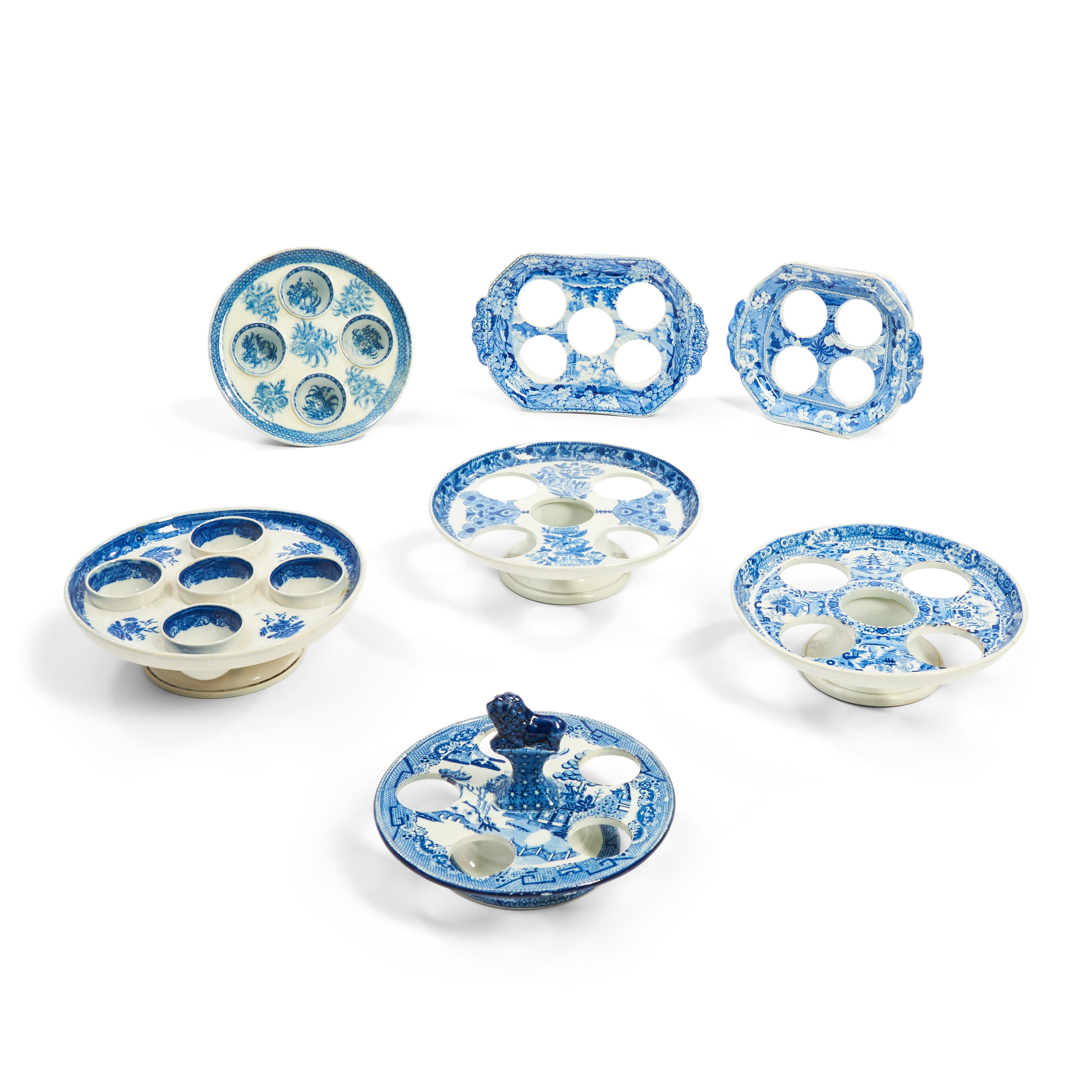 SEVEN STAFFORDSHIRE BLUE TRANSFER