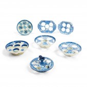 SEVEN STAFFORDSHIRE BLUE TRANS