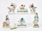 SEVEN STAFFORDSHIRE FIGURES AN