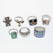 SEVEN STERLING RINGSAn assortm