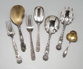 Seven sterling serving pieces: