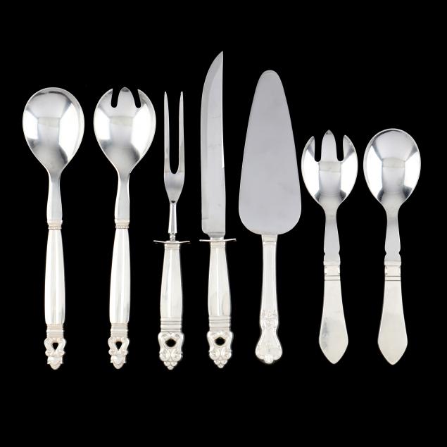 SEVEN STERLING SILVER HANDLED