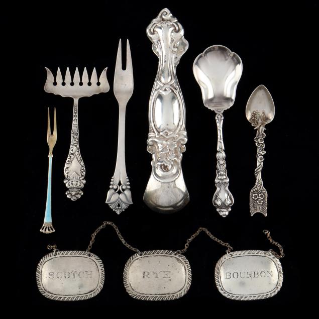 SEVEN STERLING SILVER SERVERS