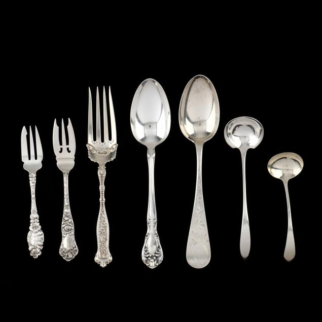 SEVEN STERLING SILVER SERVERS
