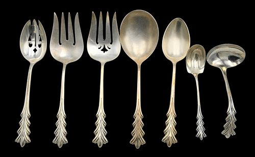 SEVEN STERLING SILVER SERVING