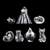 SEVEN STEUBEN CRYSTAL FIGURES<