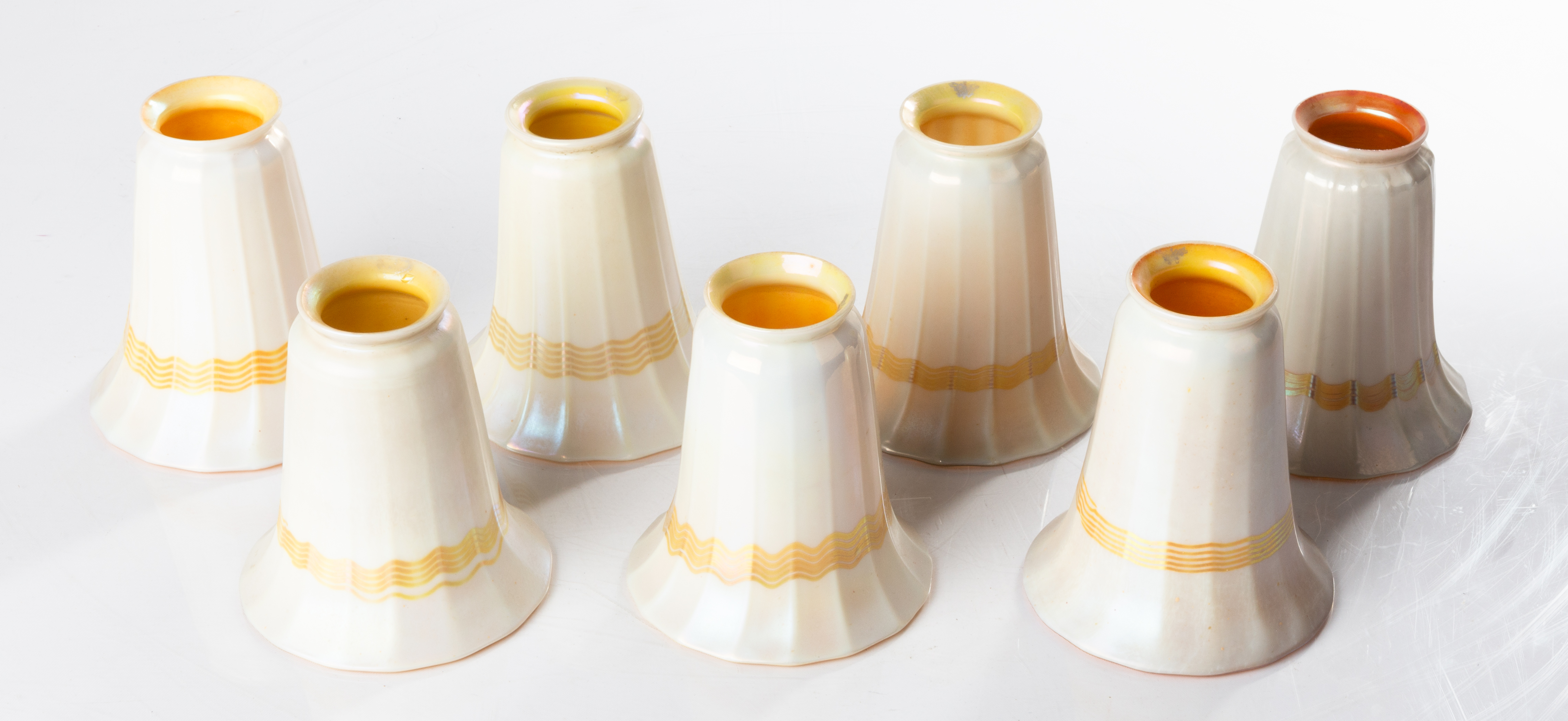 SEVEN STEUBEN RIBBED GOLD AURENE ON