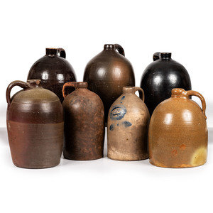 Seven Stoneware Jugs American, 19th