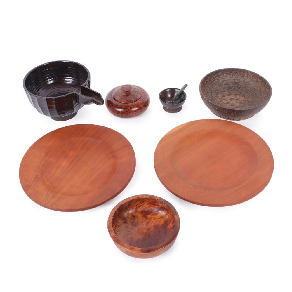 SEVEN STUDIO TURNED AND CARVED WOOD