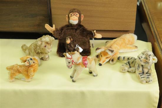 SEVEN STUFFED ANIMALS  SOME STEIFF.