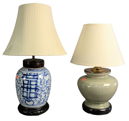 SEVEN TABLE LAMPS, TO INCLUDE