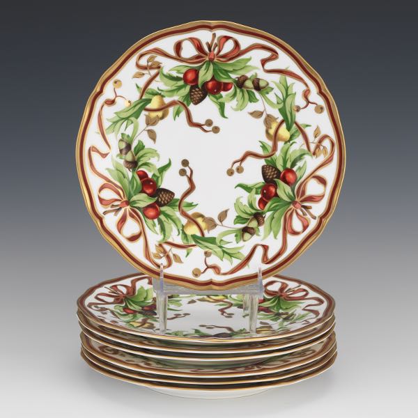 SEVEN TIFFANY HOLIDAY DINNER PLATES
