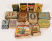 Seven tobacco tins, one box, a