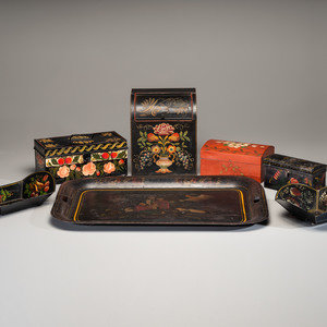Seven Toleware Articles 19th/20th
