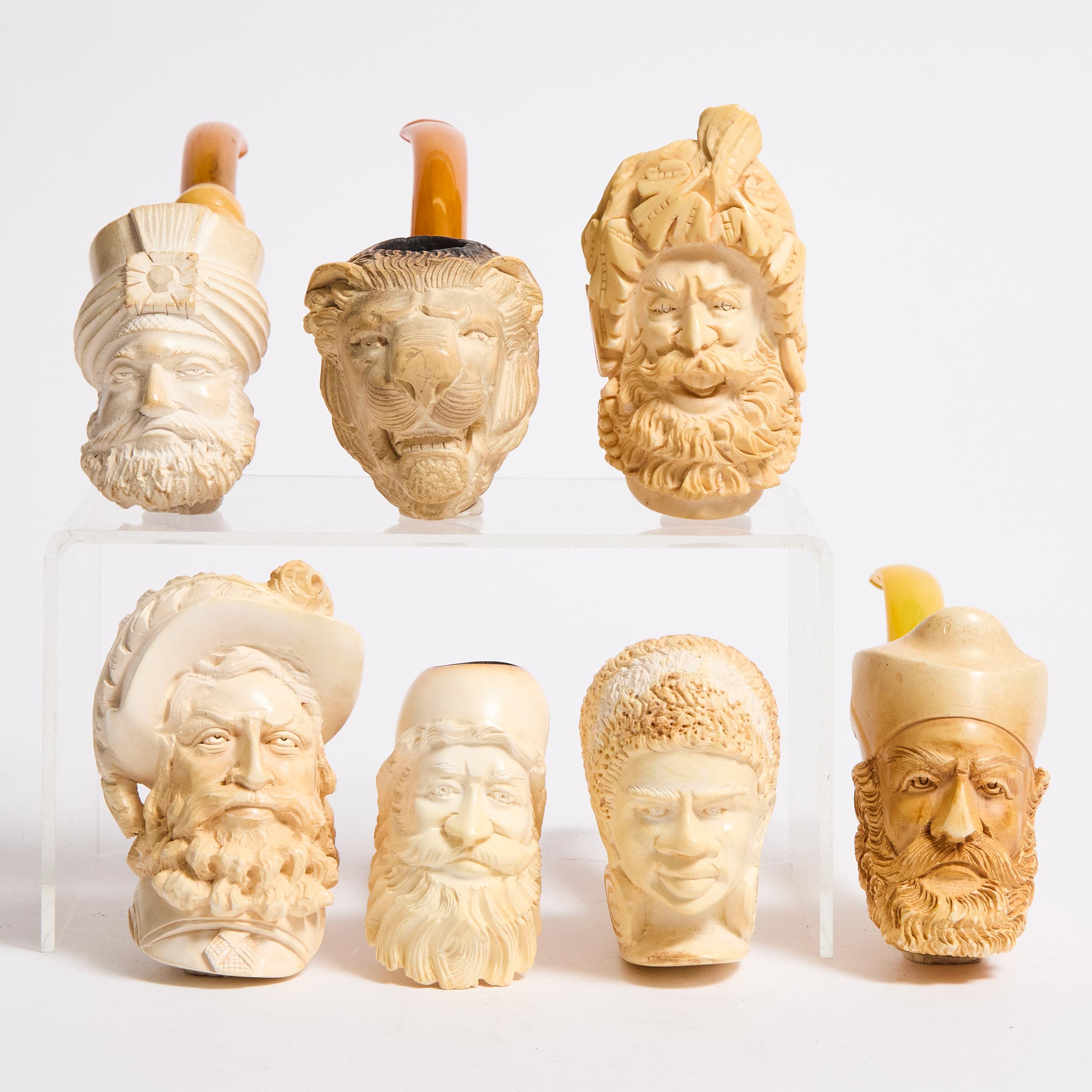 Seven Turkish Meerschaum Pipes,