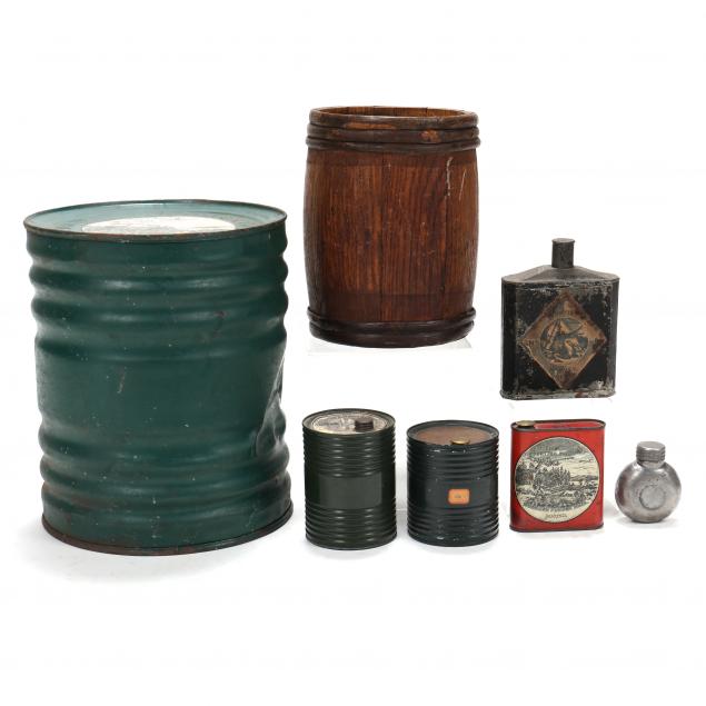SEVEN VINTAGE GUNPOWDER TINS