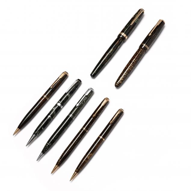 SEVEN VINTAGE PARKER WRITING