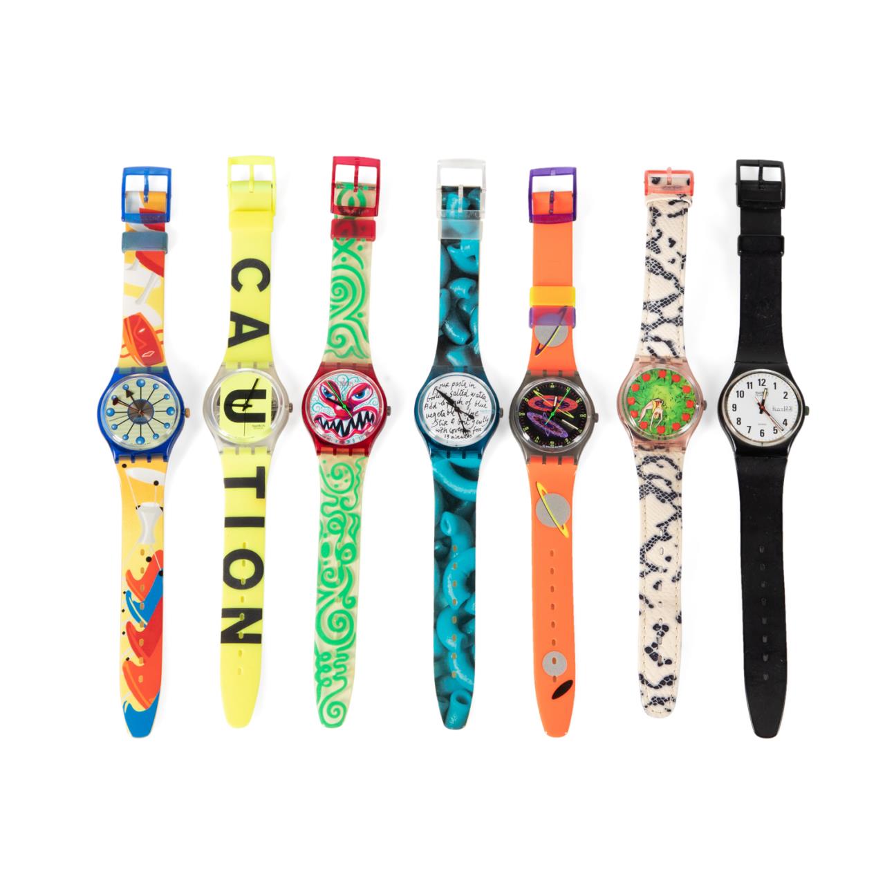 SEVEN VINTAGE SWATCH WATCHES