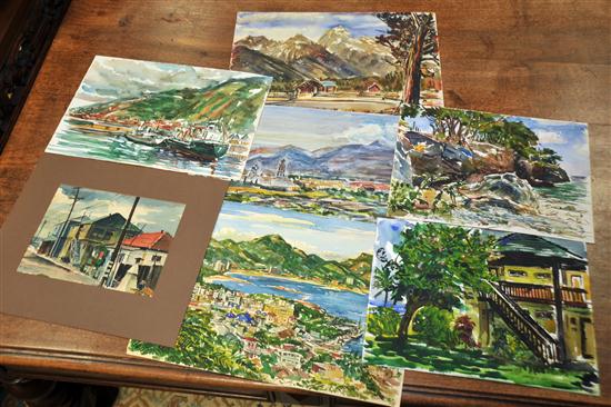 SEVEN WATERCOLOR PAINTINGS BY FREDA