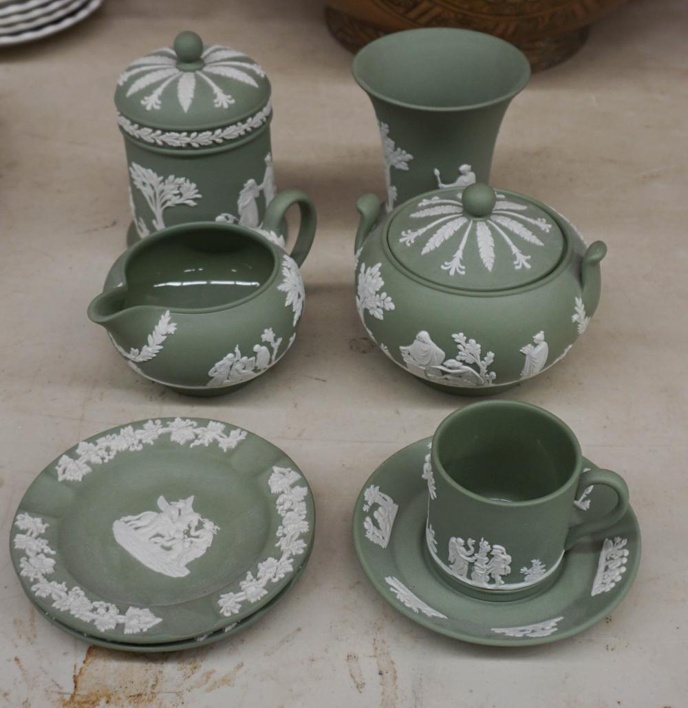 SEVEN WEDGWOOD GREEN JASPERWARE