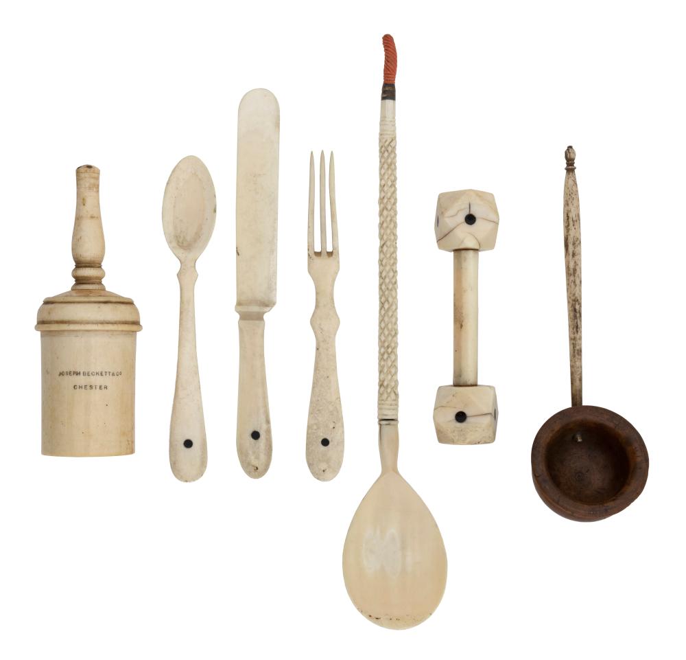 SEVEN WHALEBONE AND WHALE IVORY