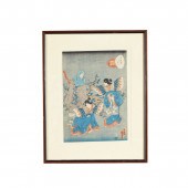 Seven Woodblock Prints 19th Ce