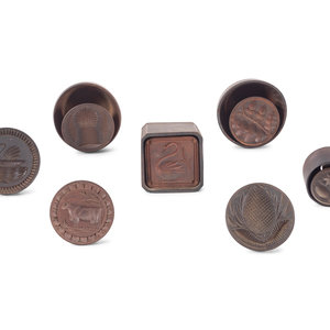 Seven Wooden Butter Molds 19th