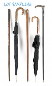 Seventeen assorted canes toget
