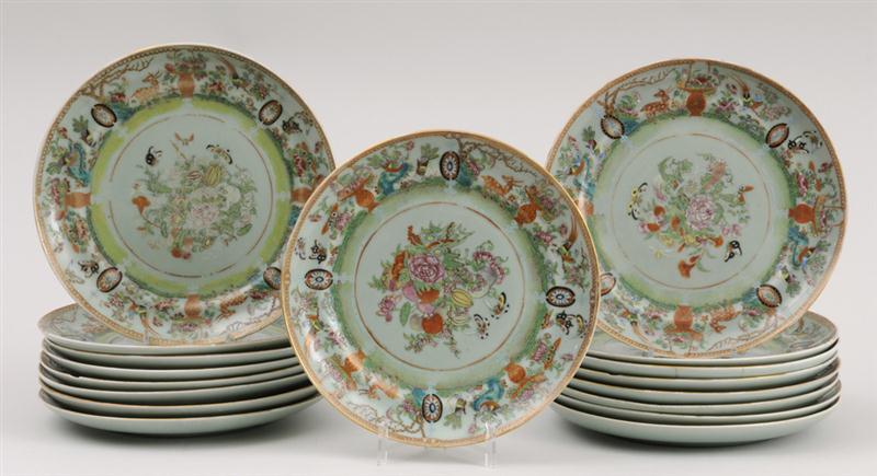 SEVENTEEN CANTON ENAMELED DINNER