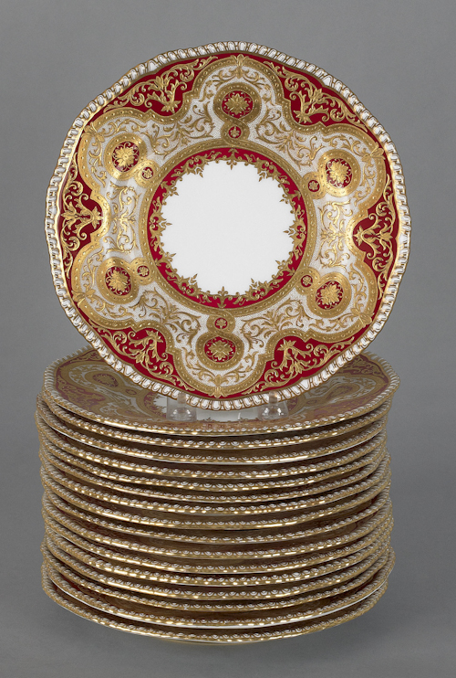 Seventeen Coalport porcelain plates