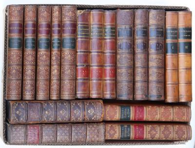 Seventeen leather bound books,