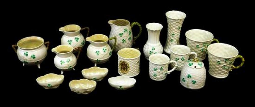 SEVENTEEN PIECES OF IRISH BELLEEK