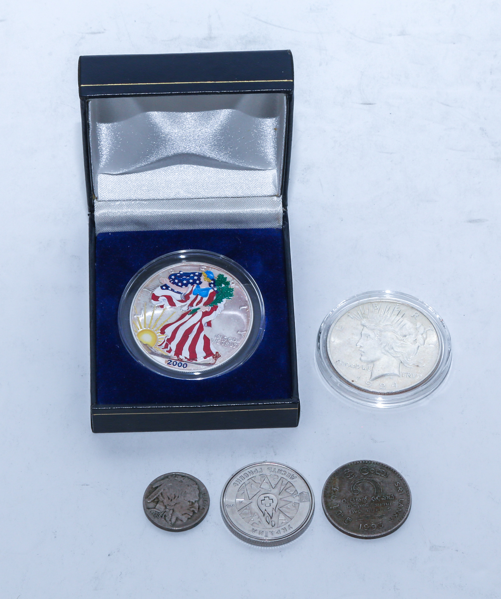 SEVERAL SILVER COINS INC PEACE $,