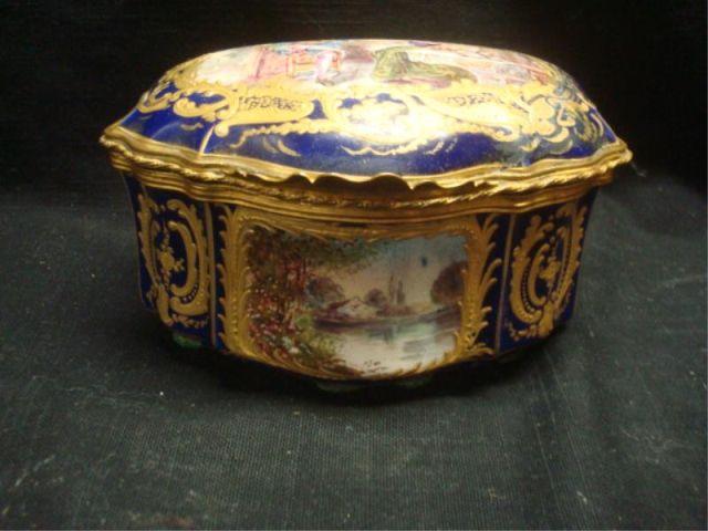 Sevres Blue and Decorated Box. From