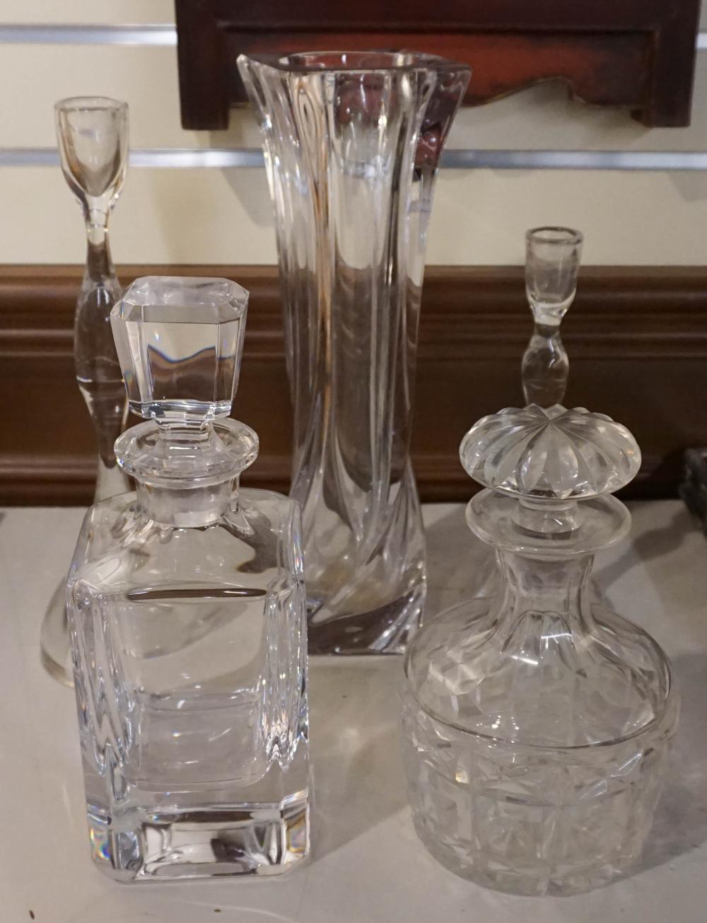 SEVRES CRYSTAL DECANTER AND FOUR