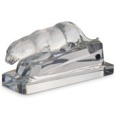 SEVRES CRYSTAL LEOPARD STATUED