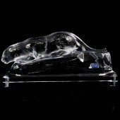 SEVRES CRYSTAL LEOPARD STATUED