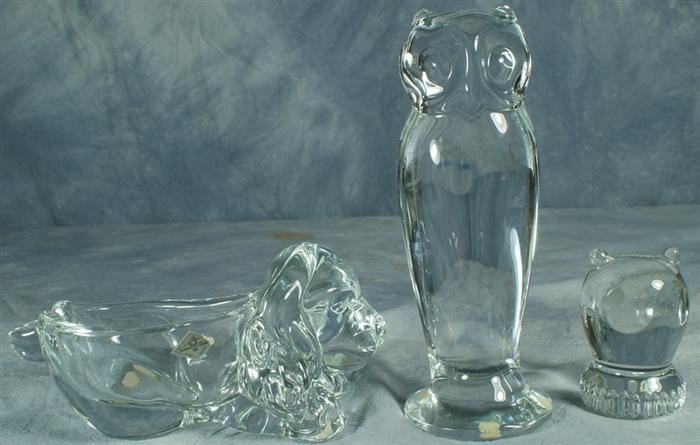 Sevres crystal owl figure, 8" tall,